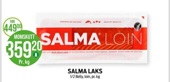 Kiwi SALMA LAKS 1/2 Belly, loin, pr. kg tilbud