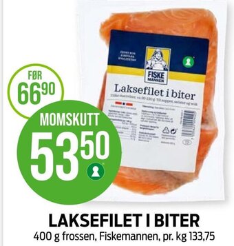 Kiwi LAKSEFILET I BITER 400 g frossen, Fiskemannen tilbud