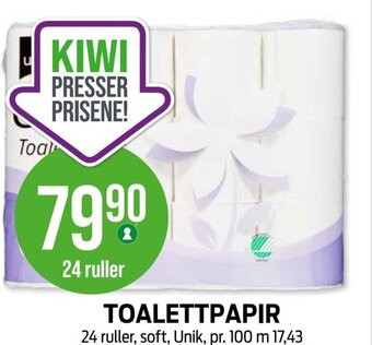 Kiwi TOALETTPAPIR 24 ruller, soft, Unik tilbud