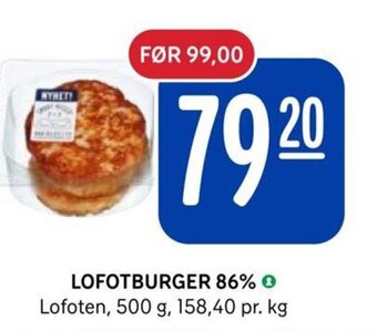 Rema 1000 LOFOTBURGER 86% O Lofoten, 500 g, tilbud