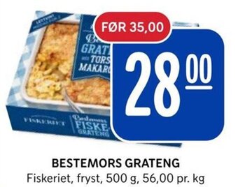 Rema 1000 BESTEMORS GRATENG Fiskeriet, fryst, 500 g tilbud