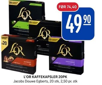 Rema 1000 L'OR KAFFEKAPSLER 20 PK Jacobs Douwe Egberts tilbud