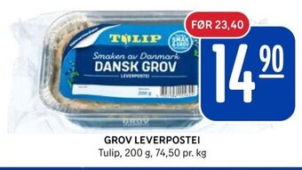 Rema 1000 GROV LEVERPOSTEI Tulip, 200 g tilbud