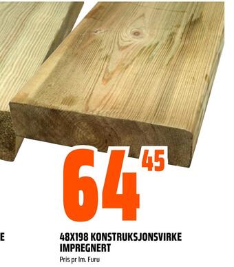 Obs Bygg 48x198 konstruksjonsvirke impregnert tilbud