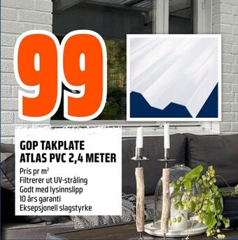 Obs Bygg Gop takplate atlas pvc 2,4 meter tilbud
