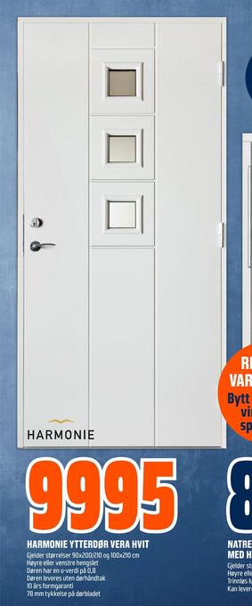 Obs Bygg Harmonie ytterdør vera hvit tilbud