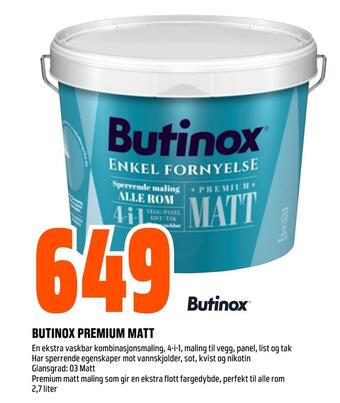 Obs Bygg Butinox premium matt tilbud