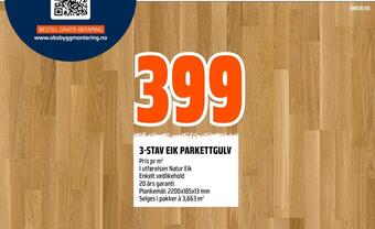 Obs Bygg 3-stav eik parkettgulv tilbud
