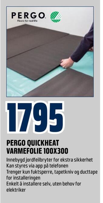 Obs Bygg Pergo quickheat varmefolie 100x300 tilbud