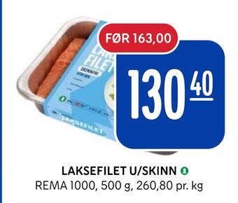 Rema 1000 Laksefilet u/skinn tilbud