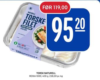 Rema 1000 Torsk naturell tilbud