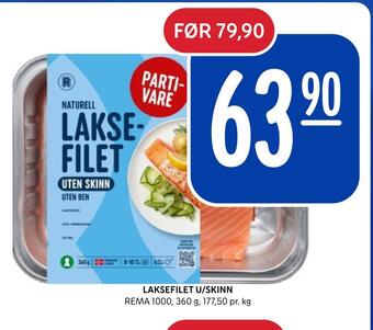 Rema 1000 Laksefilet u/skinn tilbud