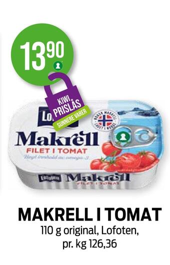 Kiwi Makrell i tomat tilbud