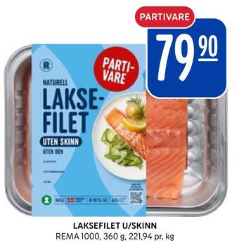 Rema 1000 Laksefilet u/skinn tilbud