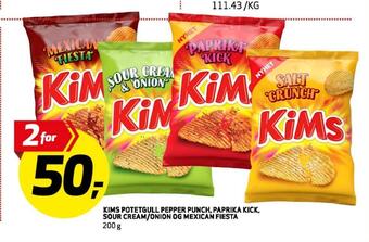 Bunnpris Kims potetgull pepper punch, paprika kick, sour cream/onion og mexican fiesta tilbud