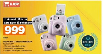 POWER INSTAX MINI 12 ØYEBLIKKSKAMERA FUJINST12PU tilbud