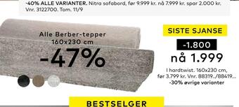 Skeidar Alle berber tepper tilbud
