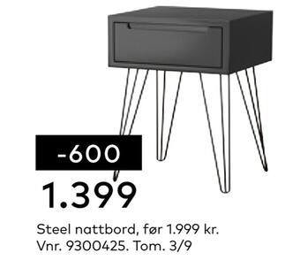 Skeidar Steel nattbord tilbud