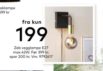 Skeidar Zeb vegglampe e27 max 42w. tilbud