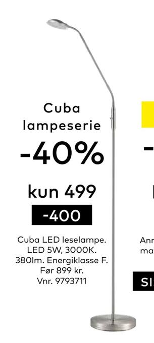 Skeidar Cuba led leselampe tilbud