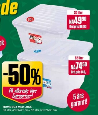 Europris Home oppbevaringsboks tilbud