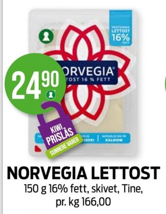 Kiwi Norvegia skiveost tilbud