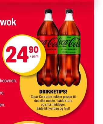 Coop Extra Coca-cola uten sukker tilbud