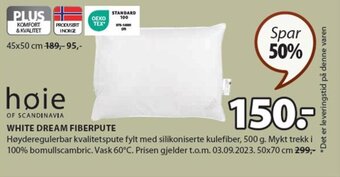 JYSK WHITE DREAM FIBERPUTE tilbud