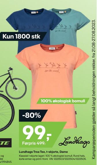 XXL Sport Lundhags trea tee, t-skjorte, dame tilbud