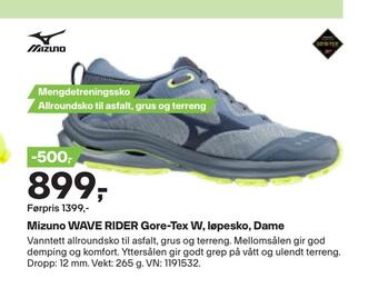 XXL Sport Mizuno wave rider gore-tex w, løpesko, dame tilbud