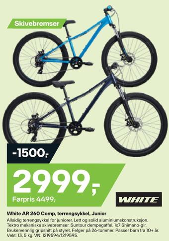 XXL Sport White ar 260 comp, terrengsykkel, junior tilbud