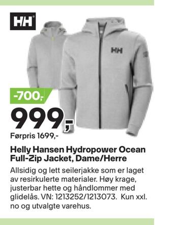 XXL Sport Helly hansen hydropower ocean full-zip jacket, dame/herre tilbud