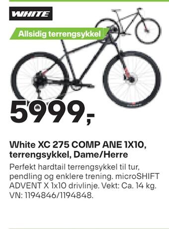 XXL Sport White xc 275 comp ane 1x10, terrengsykkel, dame/herre tilbud