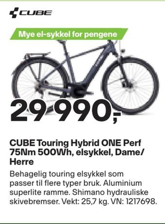 XXL Sport Cube touring hybrid one perf 75nm 500wh, elsykkel, dame/ herre tilbud