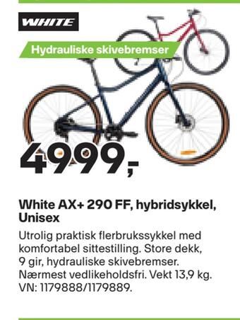 XXL Sport White ax+ 290 ff, hybridsykkel, unisex tilbud