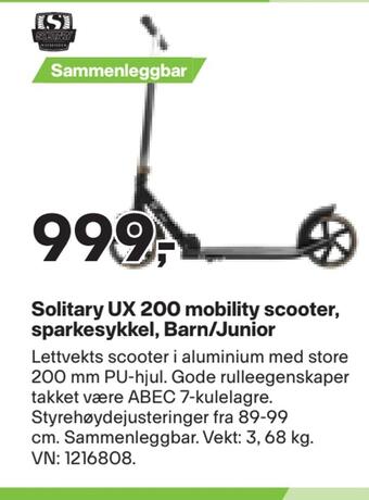 XXL Sport Solitary ux 200 mobility scooter, sparkesykkel, barn/junior tilbud