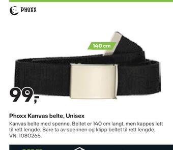 XXL Sport Phoxx kanvas belte, unisex tilbud