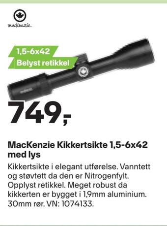 Mackenzie kikkertsikte 1,5-6x42 med lys
