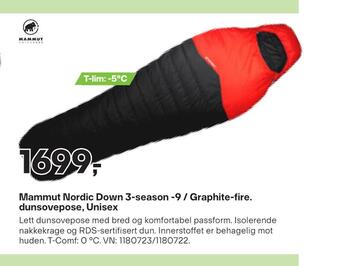 XXL Sport Mammut nordic down 3-season -9 / graphite-fire. dunsovepose, unisex tilbud