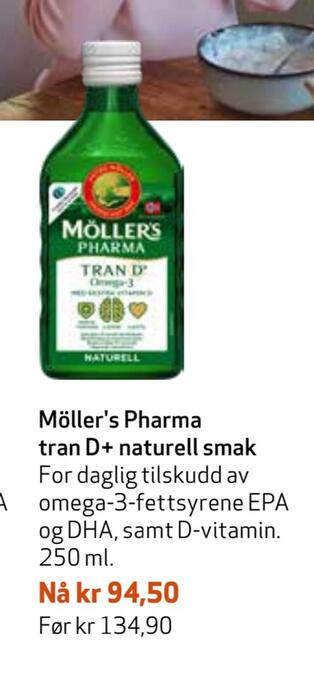 Apotek 1 Möller's pharma tran d+ naturell smak tilbud