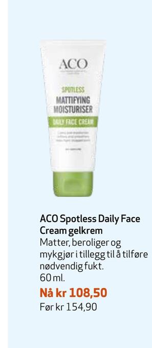 Apotek 1 Aco spotless daily face cream gelkrem tilbud