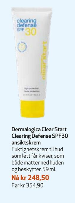 Apotek 1 Dermalogica clear start clearing defense spf30 ansiktskrem tilbud