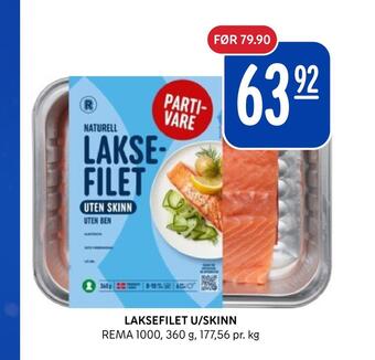 Rema 1000 Laksefilet u/skinn tilbud