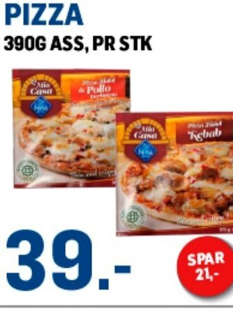 Price Lagerbutikk PIZZA 390G ASS, PR STK tilbud