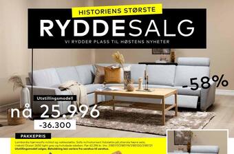 Skeidar Lombardia hjørnesofa m/stol og nakkestøtte tilbud