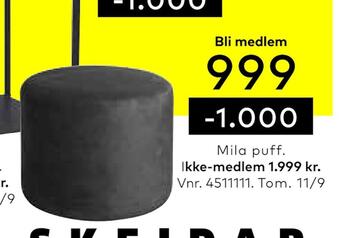 Skeidar Mila puff tilbud