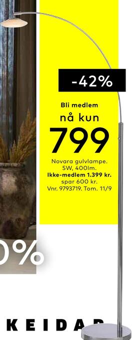 Skeidar Novara gulvlampe tilbud