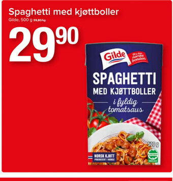 Spar Spaghetti med kjøttboller Gilde, 500 g tilbud