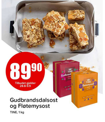 Spar Gudbrandsdalsost og Fløtemysost TINE, 1 kg tilbud