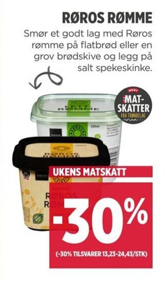 Meny RØROS RØMME tilbud